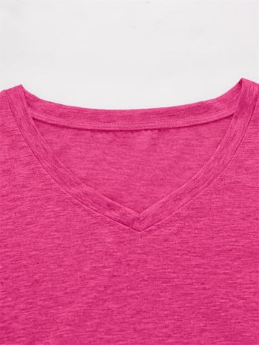 Nurse V Neck T Shirts for Women, Certified Nursing Assistant Tshirt - color: Rose Red, size: Medium