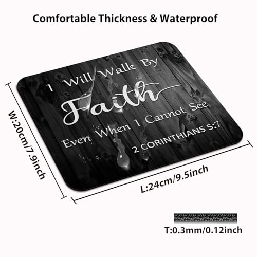 I Will Walk By Faith Even When I Cannot See Mouse Pad, Rustic Wood Desk Mat - color: Custom Designs Art 025