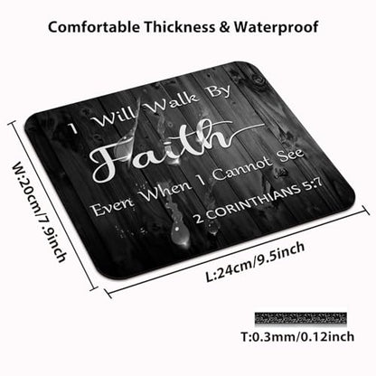 I Will Walk By Faith Even When I Cannot See Mouse Pad, Rustic Wood Desk Mat - color: Custom Designs Art 025
