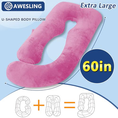 Shredded Memory Foam U Shaped Pregnancy Pillow with Cover - color: Purple