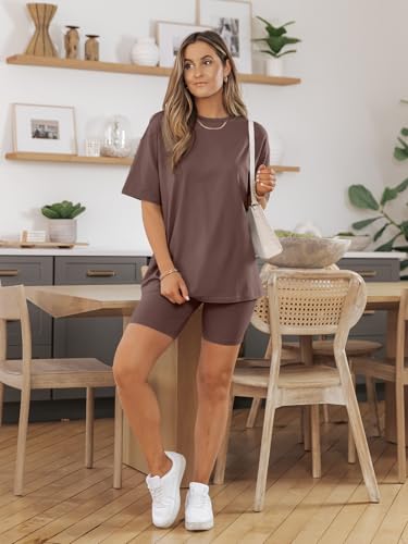 AUTOMET Women 2 Piece Sets Summer Outfits 2026 Two Piece Matching Clothing - color: Brown, size: X-Large