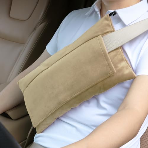Post Surgery SeatBelt Pillow for Pregnancy Mastectomy Hysterectomy Recovery - color: Beige