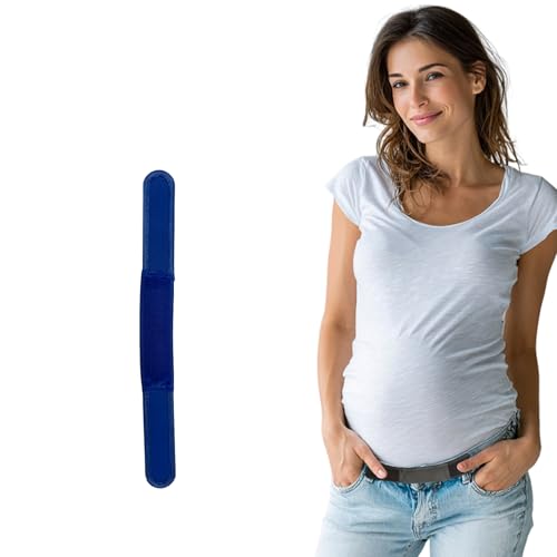 Women's Maternity Belly Band — Adjustable Waistband Extender for Jeans | Stretchy Extender with Hook-and-Loop - color: Blue