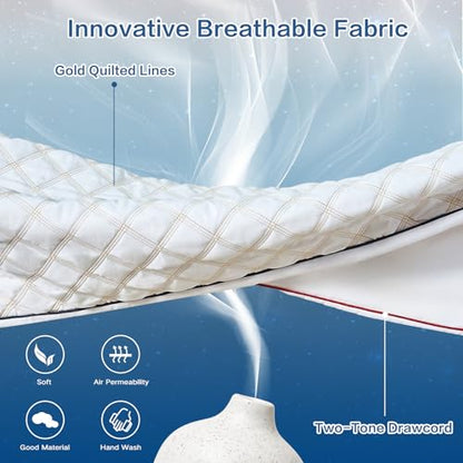 YZ HOME Long Body Pillow for Adults - Insert with Shredded Blue Memory Foam - color: White