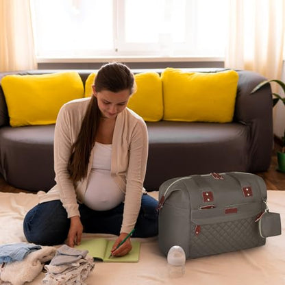 Pritent Diaper Bag Tote Waterproof Maternity Baby Bags with Pacifier Case - color: Khaki, size: Large
