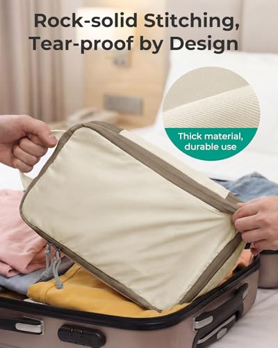 BAGSMART Compression Packing Cubes for Travel Essentials - color: Antique White, size: Set of 6