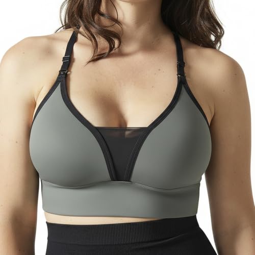 BLANQI Adjustable Racerback Nursing Bras for Women - Seamless Breastfeeding Bra with Removable Cups - color: Olive Green, size: X-Large