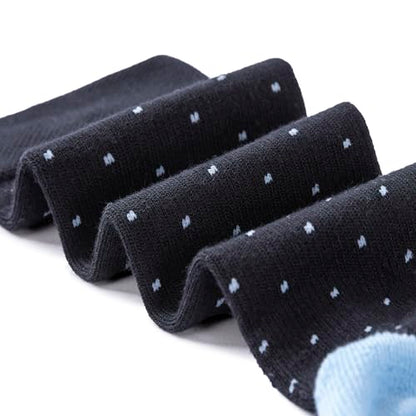 LEVSOX Bamboo Viscose Compression Socks Wide Calf 15-20 mmHg with Cushioned - color: Black Polka Dots, size: Medium