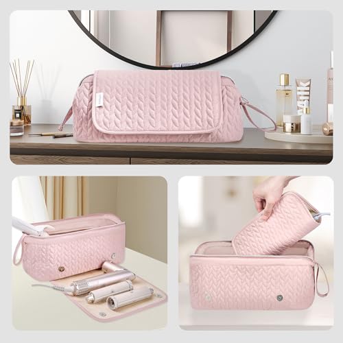 KarSyon Hair Tools Travel Bag with Hot Tool Mat 2 in 1 Organizer Bags - color: Pink