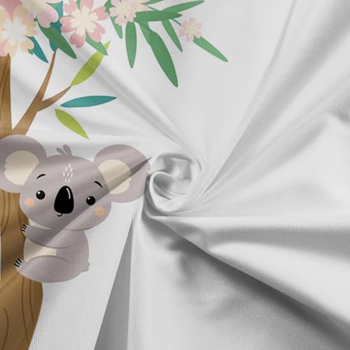 Cute Climbing Koala Baby Monthly Milestone Blanket Cartoon Floral Tree