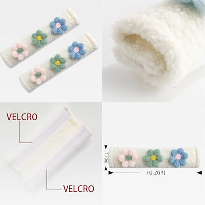 Amooca 2-Pack Braid Pattern Seat Belt Covers Shoulder Pads for Car & Bag - color: Blue Green Pink Flower