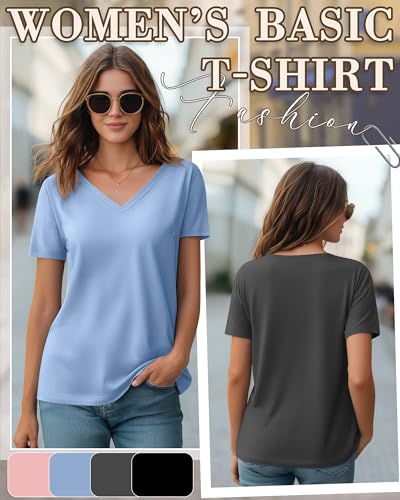 4 Pack Women's Nursing Maternity Shirts - color: Black, Dark Gray, Sky Blue, Light Pink, size: X-Large
