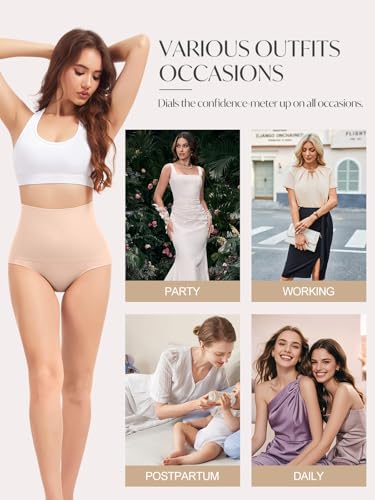 OVRUNS Tummy Control Shapewear Panties for Women High Waisted Compression Underwear C Section Postpartum Full Coverage Briefs - color: Nude, size: X-Large
