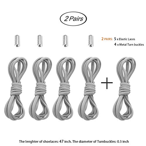 anan520 Elastic No Tie Shoe Laces For Adults,Kids,Elderly,System With Elastic Shoe Laces(2 Pairs) - color: Grey