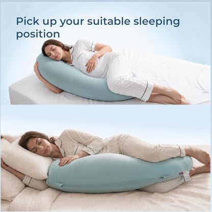 Momcozy J Shaped Cooling Pregnancy Pillow, Maternity Pillow for Sleeping - color: Upgrade-cool Blue