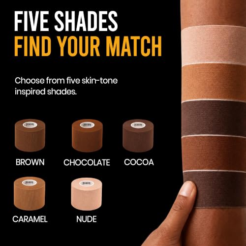 Precut Kinesiology Tape with Tin, 40 Strips 2"×10", Cocoa - color: Cocoa