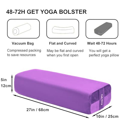 Rectangular Yoga Bolster Pillow for Restorative Yoga - color: Purple