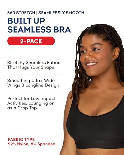 Fruit of The Loom Women's 2-Pack Full Coverage Wireless Bra w/ Built In Pads - All Day Comfort - color: Black/Rose Shadow, size: Medium