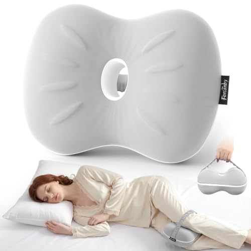 Leg & Knee Pillow for Side Sleepers - Smooth Spine Alignment Pillow - Memory Foam Knee Pillows for Back Hip Pain, Spine Aligning, Sciatica, Surgery Recovery, Pregnancy - color: Light Grey-regular