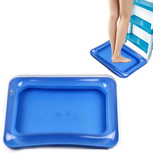 Inflatable Pool Foot Wash Bath Basin Sturdy PVC Clean Feet Spa Treatment Supplies Rectangle Soaking Tub Entry Ladder for Swimming Pools Accessories - color: blue