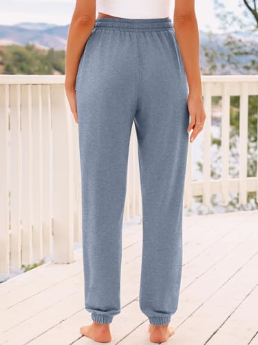 AUTOMET Women's High Waisted Lounge Sweatpants Jogger Pants with Pockets - color: Greyblue, size: Large
