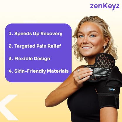 ZENKEYZ Reusable Gel Shoulder Ice Pack - 8x10 in, Black