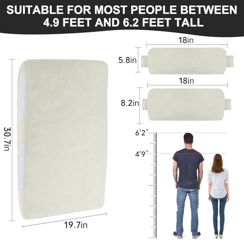 2-in-1 Neck & Lumbar Support Pillow with Adjustable Height and Ergonomic backrest Design, Suitable for recliners, Sofas, high-Back Rocking Chairs, Relieve Back Pressure. (White) - color: White