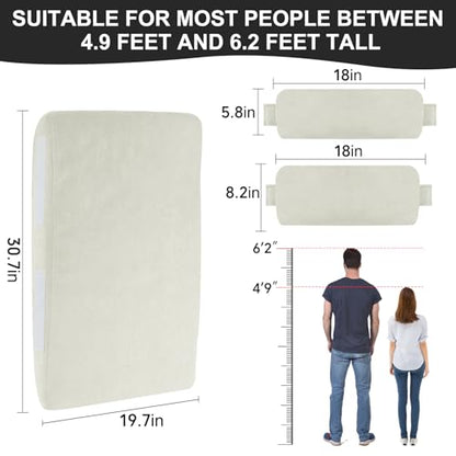2-in-1 Neck & Lumbar Support Pillow with Adjustable Height and Ergonomic backrest Design, Suitable for recliners, Sofas, high-Back Rocking Chairs, Relieve Back Pressure. (White) - color: White