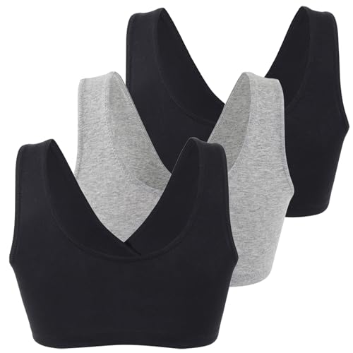 Women's Cotton Wireless Sleep Bra for Nursing and Maternity - color: Black+black+grey, size: Medium