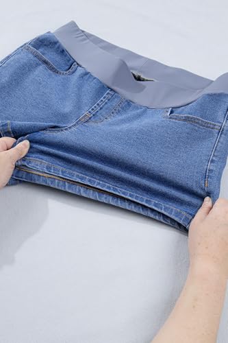 BLENCOT Maternity Jean Shorts Denim Pregnancy Classic Pockets Pregnancy - color: Myosotis, size: Medium