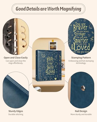 Leather Baby Scrapbook Album, Baby Memory Keepsake for New Moms & Dads - color: Blue