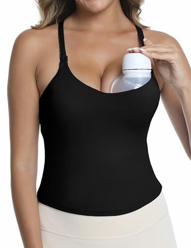 Nursing Tank Tops for Breastfeeding - color: Black, size: X-Large