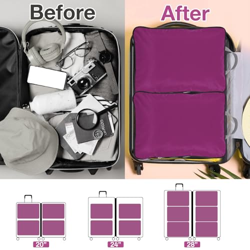 Hosuly 6 Pcs Compression Packing Cubes, 17.3 x 12.6'', Purple - color: Purple