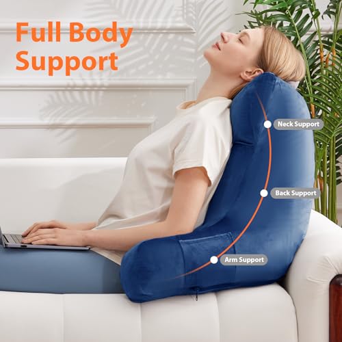 IPYNBAP Back Pillow for Bed Sitting up, Reading Pillow, 24 Inch, Navy Blue - color: Navy Blue, size: Large(24inch)