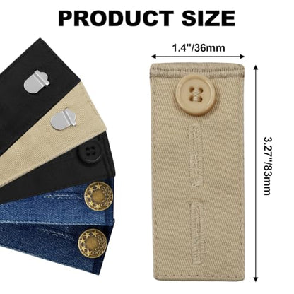 6 Pack Waistband Extenders Jeans, Button Assorted