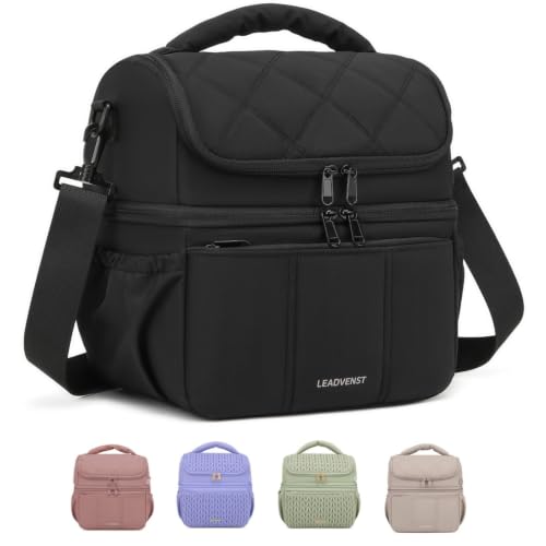 Breastmilk Cooler Bag, 12L Double Deck with Detachable Divider - color: Black-Line