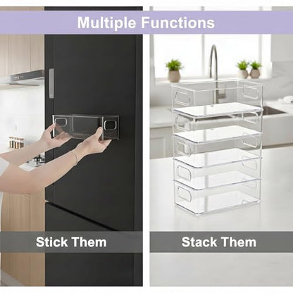 MGY 4Pack Clear Magnetic Baby Bottle Organizer for Refrigerator, Space-Saving Storage for Baby Bottles,Bottle Organizer for kitchen - style: Clear