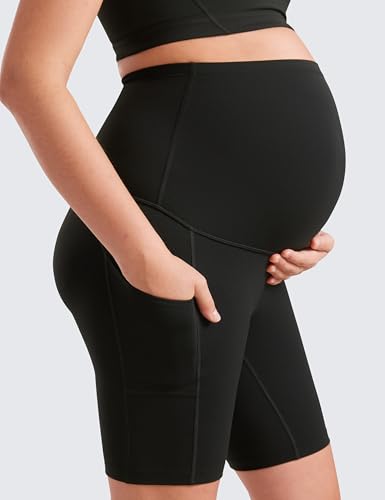 CRZ YOGA Maternity Biker Shorts Pockets 8" - color: Black, size: Small