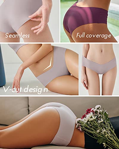 Women’s Seamless Underwear No Show Cheeky Hipster Bikini Panties 9 pack - color: Option D, size: Small