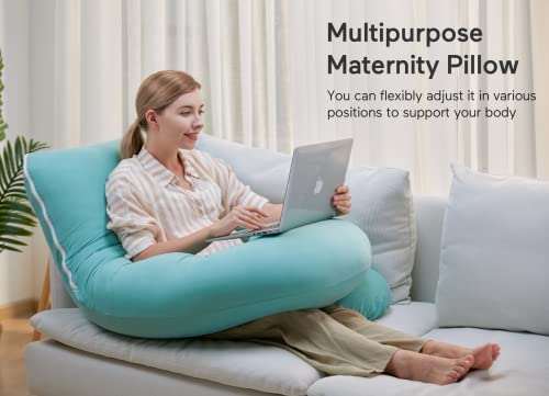 Momcozy Pregnancy Pillow for Sleeping - U Shaped Full Body Maternity Pillow - color: Tiffany Blue