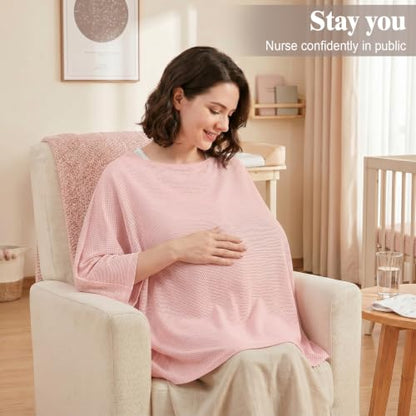 Basumee Nursing Cover for Breastfeeding Breathable Mesh 360 Full Privacy - color: Soft Pink, size: 1 Pack