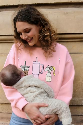 UNIQUEONE Nursing Sweatshirt Women Hidden Zip Breastfeeding Shirts - color: Pink-2, size: Small
