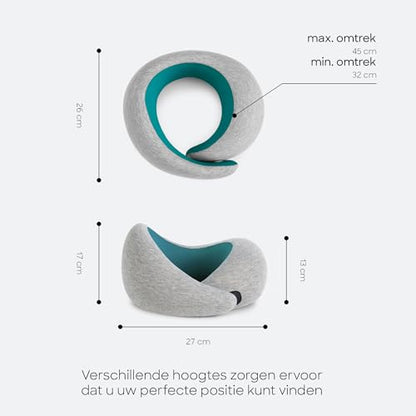 Ostrichpillow GO Travel Pillow, 360° Memory Foam Support, Soft & Washable - color: Blue Reef
