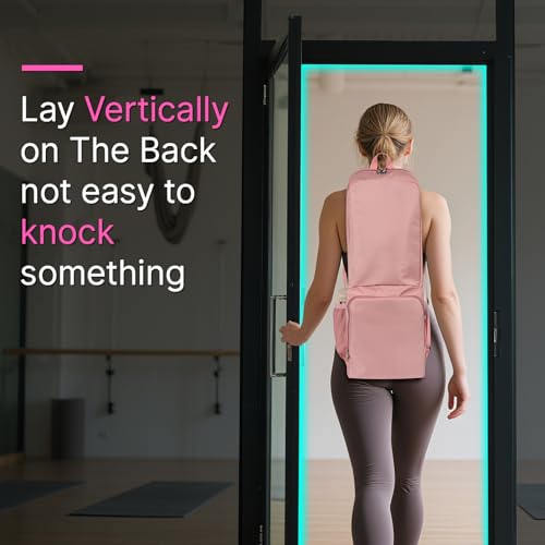 Yoga Mat Bag Carrier Backpack with Multi Pockets - color: Pink