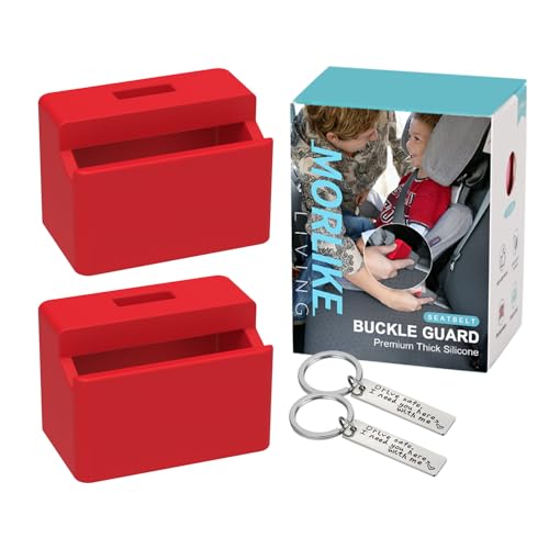 Morlike Silicone Seatbelt Secure Buckle Safety Cover Lock | Keep Children Safe in Car Seat and Prevent Kids from Accidentally Unbuckling | Buckle Guard Fits Almost Vehicles (red,2PACK) - color: RED