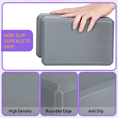 Wettarn 6 Pack EVA Yoga Blocks Bulk, Non Slip Pilates Brick - color: Gray