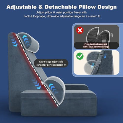 Reading Pillow for Bed with Detachable Armrests, Headrest & Lumbar Support