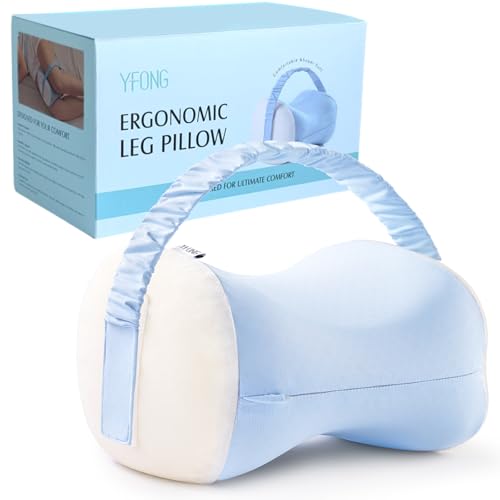YFONG Knee Pillow for Side Sleepers, Breathable Memory Foam Leg Pillow Blue - color: Light Blue