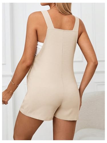 OYOANGLE Women's Maternity Romper Tie Knot Wide Strap Summer Overall - color: Apricot, size: Small