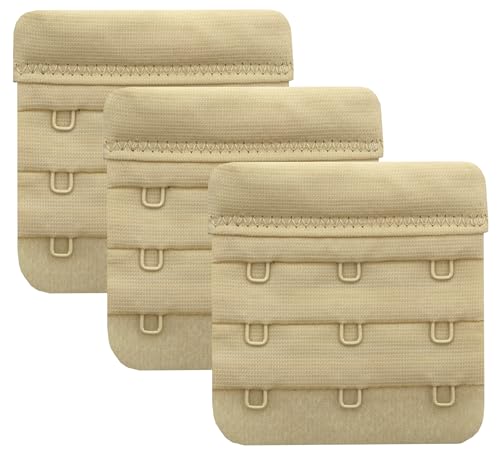 Women Bra Extenders 2 Hook/3 Hook/4 Hook Soft Bra Strap Extension - color: Bra Extender 3 Hook Beige 3pcs